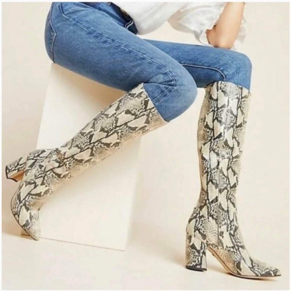 Sam Edelman Snake Print Heeled Boots